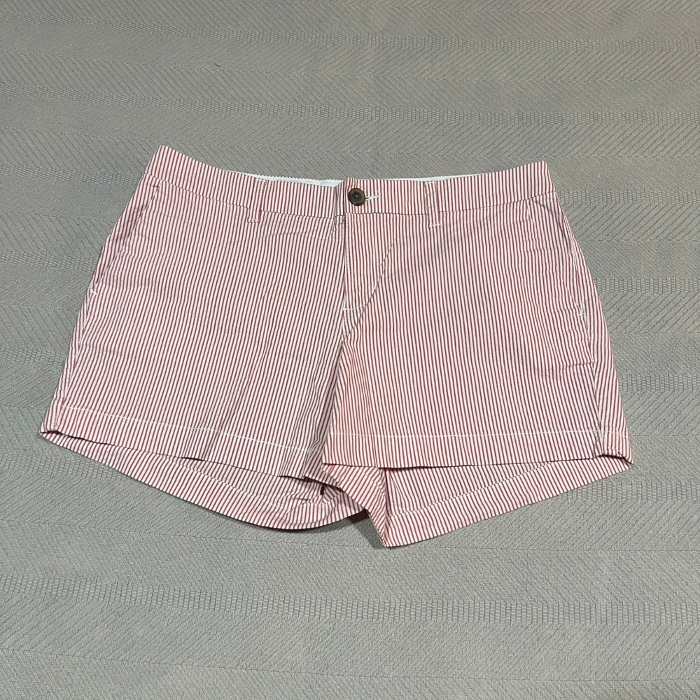 Old Navy Pink White Stripe Everyday Chino Flat Front Mid Rise Shorts Women's 12